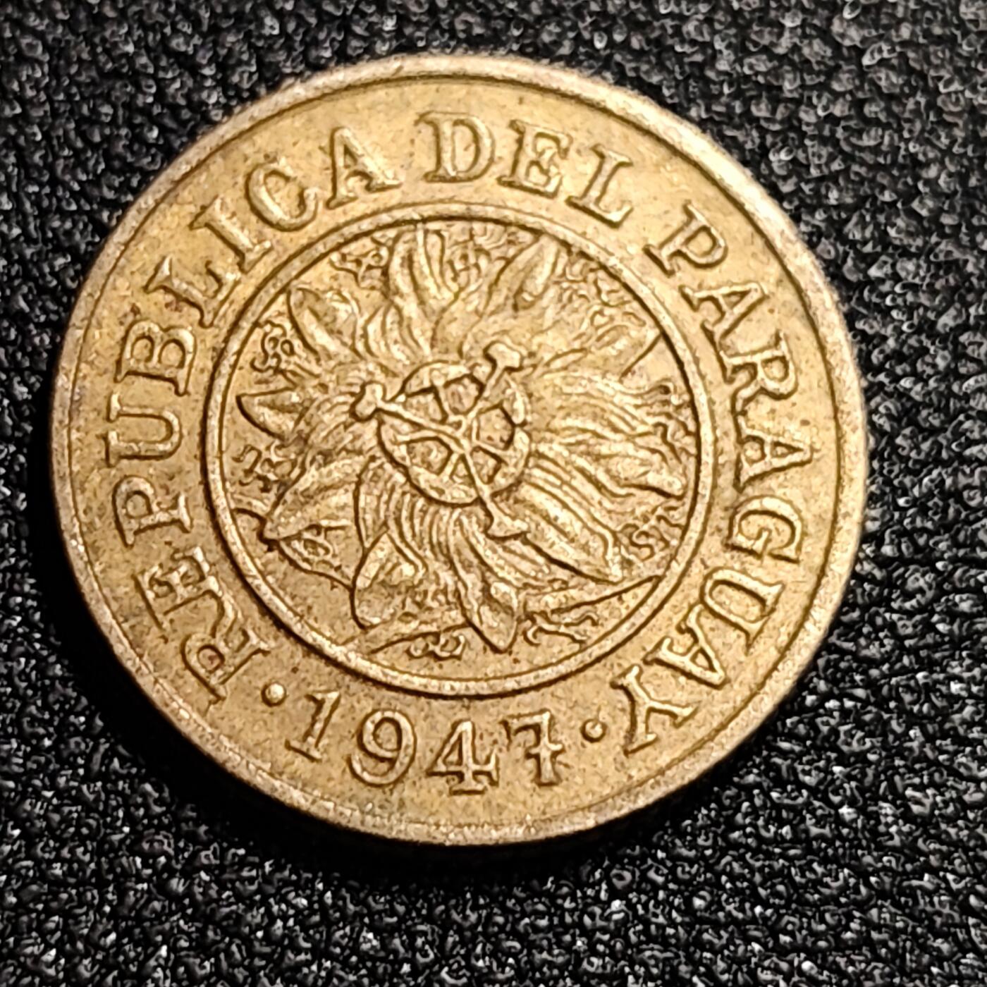 泉币菌-第56场-各国散币场 少见 巴拉圭1947年 5分铜币 19mm 袖珍币