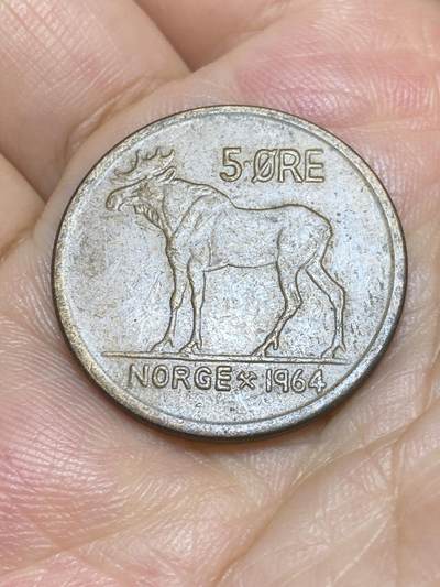 2025年第六十八场(总第九十四场）外国好品散币(免佣金) - 挪威🇳🇴1964年5欧尔(奥拉夫五世时期，驼鹿图案)