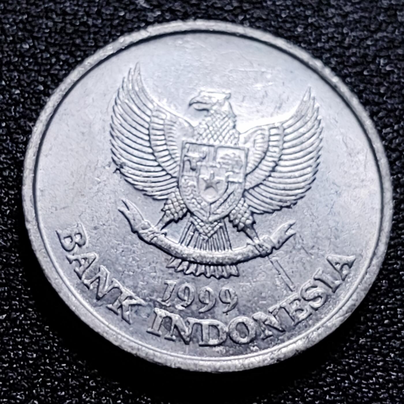 泉币菌-第57场-各国散币场 印度尼西亚100卢比铝币 鹰徽鹦鹉图案