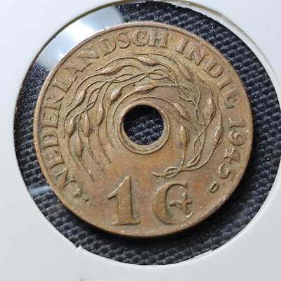 KK钱币收藏小铺 第311期 2月预留时间 周末发货 - 1945荷属东印度1分 铜币