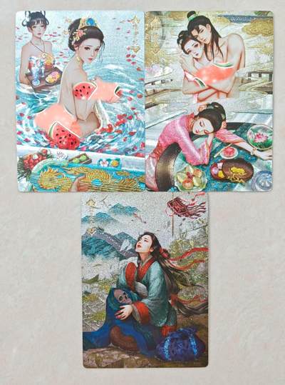 花开卡拍第31期（7月20号周日截拍，品控勿拍!!!拍品不寄存，运费5元，自制卡难免瑕疵，可能存在轻微撞角爆边等出厂瑕疵，品控介意勿拍！） - 卡玩 传奇绘鉴 第一弹3张 粗闪