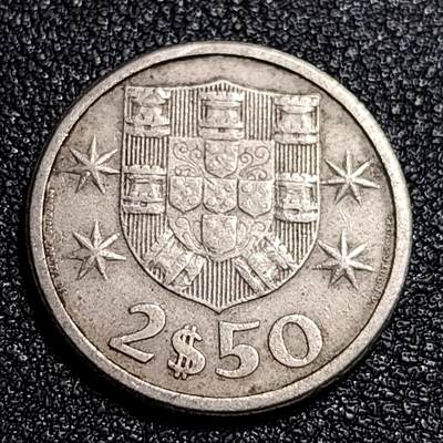 泉币菌-第56场-各国散币场 - 1963年 大帆船 葡萄牙2.5埃斯库多硬币 直径20mm 