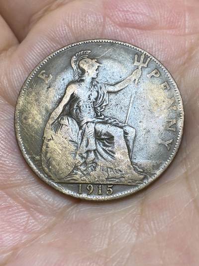 2025年第六十八场(总第九十四场）外国好品散币(免佣金) - 透打–英国🇬🇧1915年1便士(乔治五世第一版)