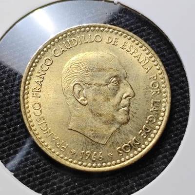 KK钱币收藏小铺 第310期 2月预留时间 周末发货 - 1966西班牙1比塞塔 好品铜币