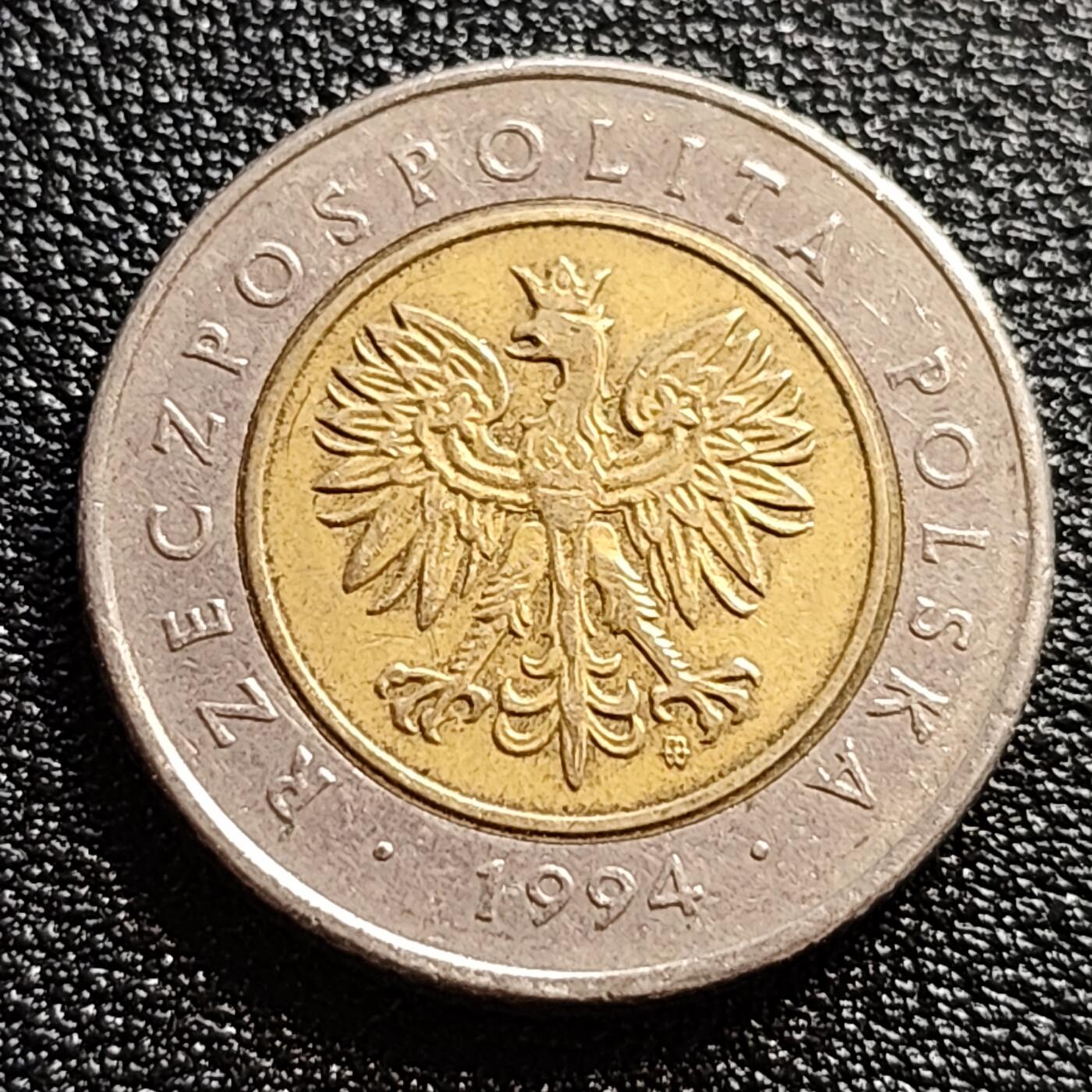 泉币菌-第57场-各国散币场 1994波兰5兹罗提 双金属镶嵌币 🦅