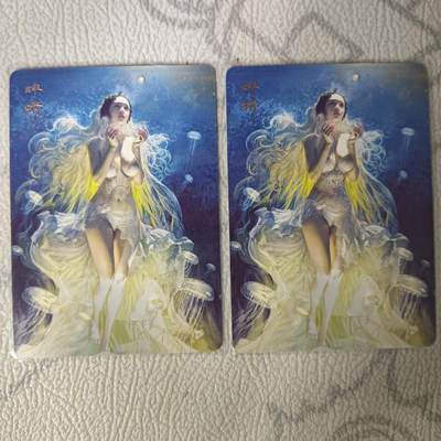 花开卡拍第31期（7月20号周日截拍，品控勿拍!!!拍品不寄存，运费5元，自制卡难免瑕疵，可能存在轻微撞角爆边等出厂瑕疵，品控介意勿拍！） - 燎原刷子 蚌精双服饰 幻彩普卡，正上边都有点轻微撞边，介意勿拍