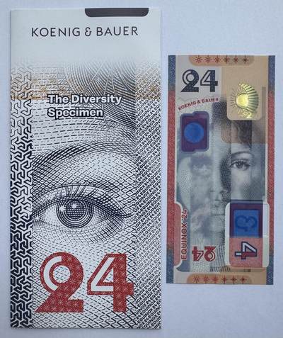 2025第19场（总第219期）：精品测试钞、外钞综合场  - 版四/塑料 德国高宝Koenig&Bauer 2024年“一体化生态系统”塑料材质测试钞册装UNC