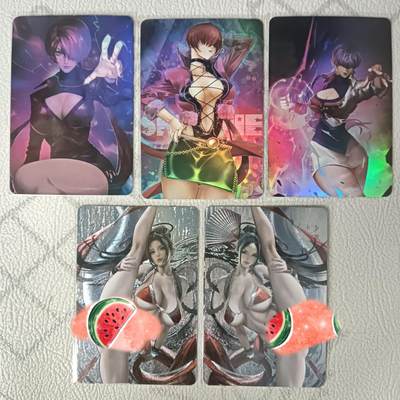 花开卡拍第31期（7月20号周日截拍，品控勿拍!!!拍品不寄存，运费5元，自制卡难免瑕疵，可能存在轻微撞角爆边等出厂瑕疵，品控介意勿拍！） - 97拳皇卡牌 夏尔美一套3张彩闪+不知火舞高劈叉对卡粗闪