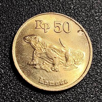 泉币菌-第56场-各国散币场 - 铜光 印度尼西亚 50卢比 科莫多巨蜥1993年 铜币19mm