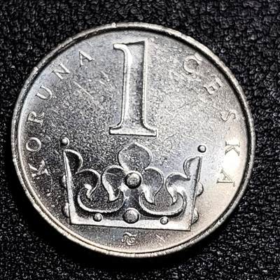 泉币菌-第56场-各国散币场 - 美品 捷克1克朗硬币 双尾狮
