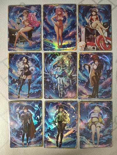 花开卡拍第31期（7月20号周日截拍，品控勿拍!!!拍品不寄存，运费5元，自制卡难免瑕疵，可能存在轻微撞角爆边等出厂瑕疵，品控介意勿拍！） - 姬姬家Nikke胜利女神彩闪妹卡9张