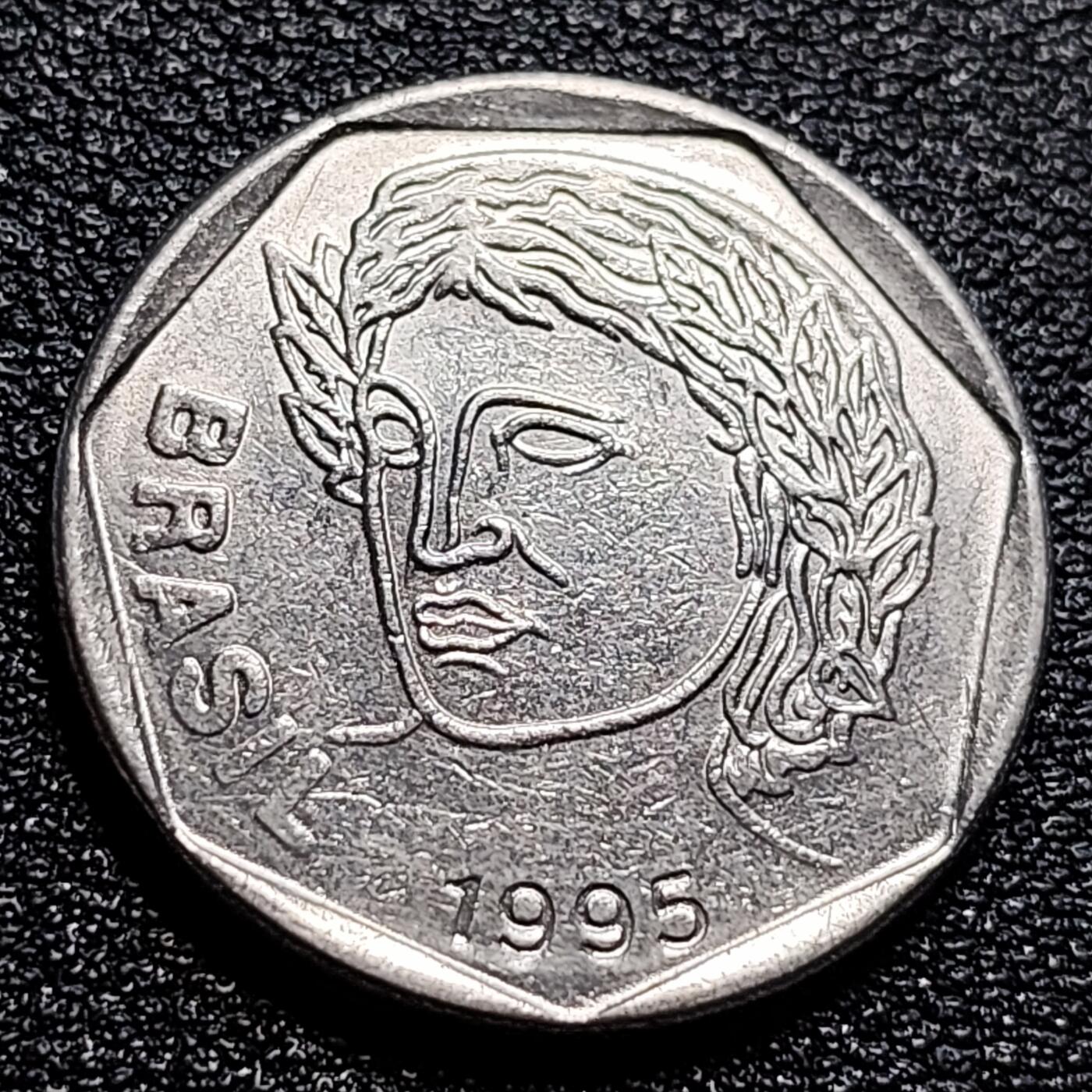 泉币菌-第57场-各国散币场 巴西1995年 25分 巴西女神 23.5mm 