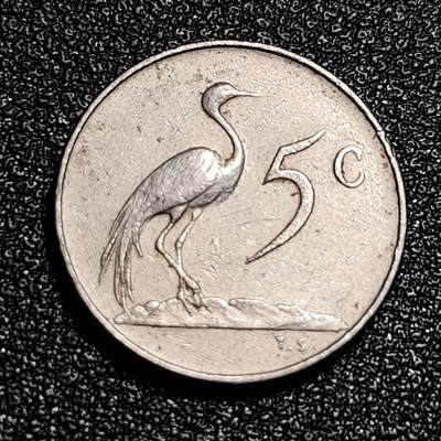 泉币菌-第56场-各国散币场 - 南非1974年 5分镍币 蓝鹤 直径17.3MM