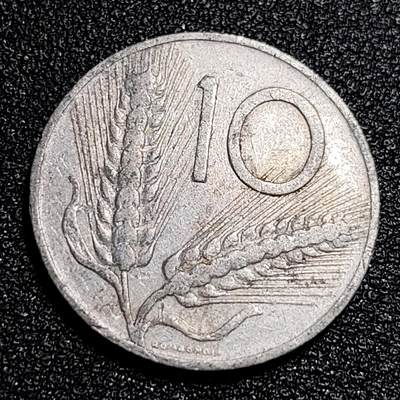 泉币菌-第56场-各国散币场 -  意大利1955年 10里拉铝币 麦穗古犁 23.2mm