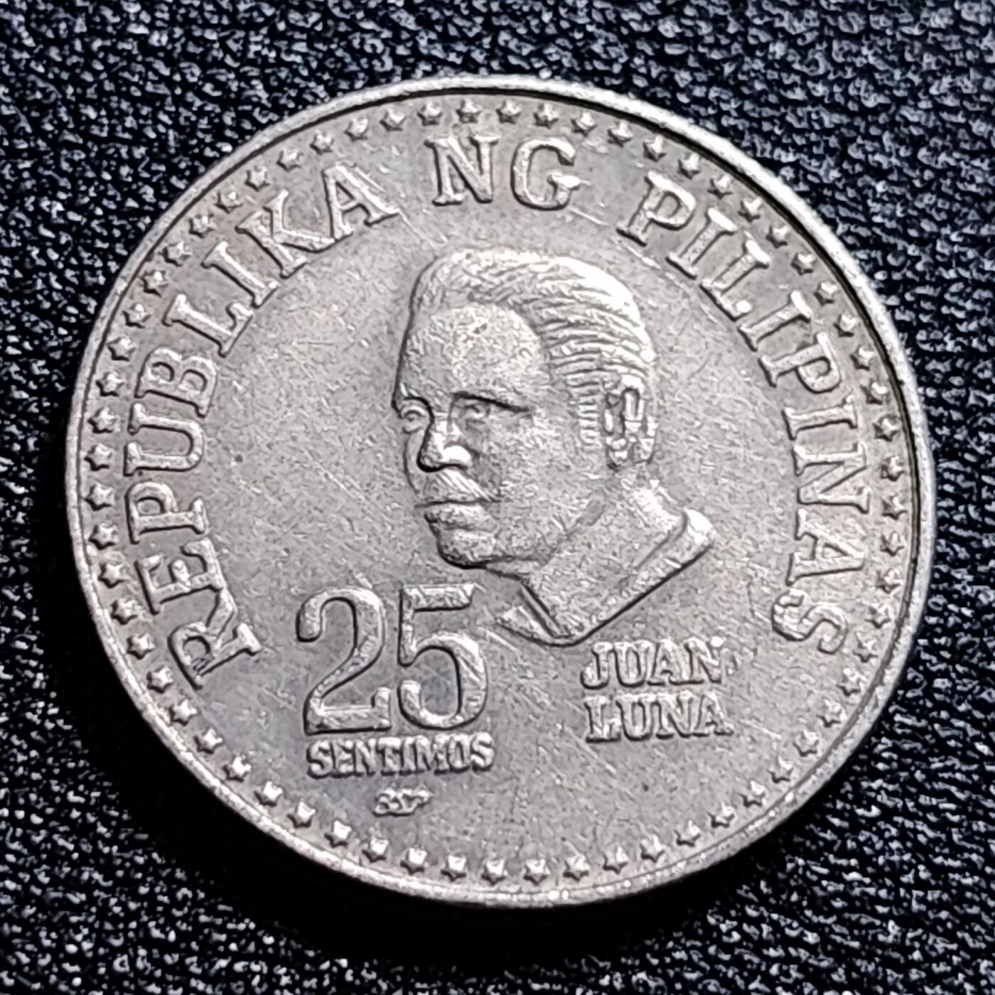 泉币菌-第57场-各国散币场 菲律宾25分 画家 胡安•卢纳 直径21mm
