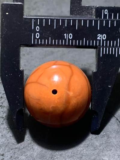 南红玛瑙柿子红2.0通货圆珠一颗， 南红玛瑙柿子红2.0通货圆珠一颗，