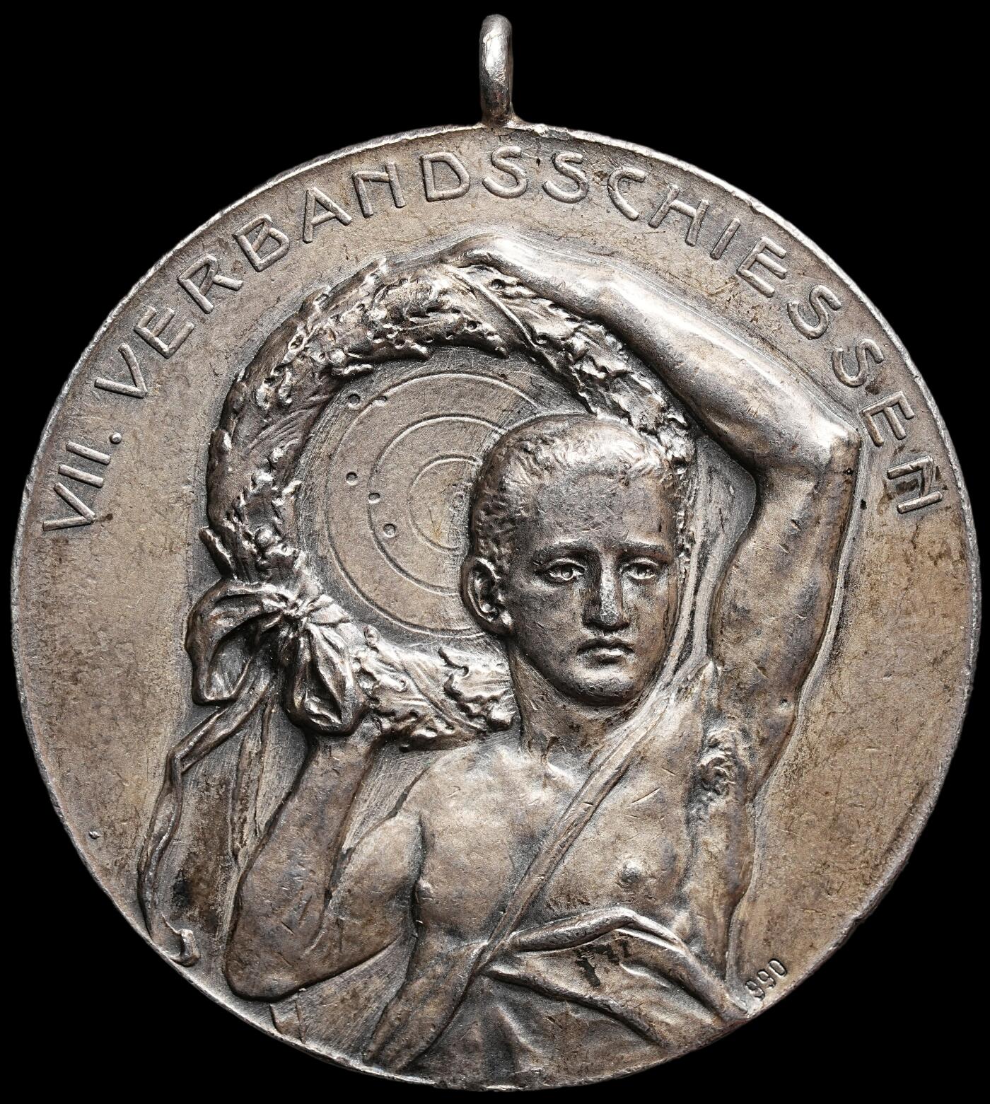 修遠堂世界钱币第七十八期 1913年德国-奧伯恩多夫射击节银章 40.13mm，26.08g