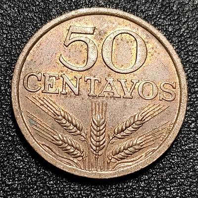泉币菌-第56场-各国散币场 - 葡萄牙50分铜币 1972年十字架 22.5mm 