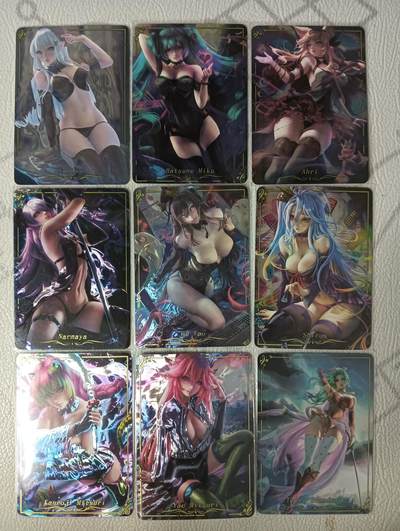 花开卡拍第31期（7月20号周日截拍，品控勿拍!!!拍品不寄存，运费5元，自制卡难免瑕疵，可能存在轻微撞角爆边等出厂瑕疵，品控介意勿拍！） - 白花恋诗卡牌 ACG美女9张 光刻制卡成本最高 效果也确实好