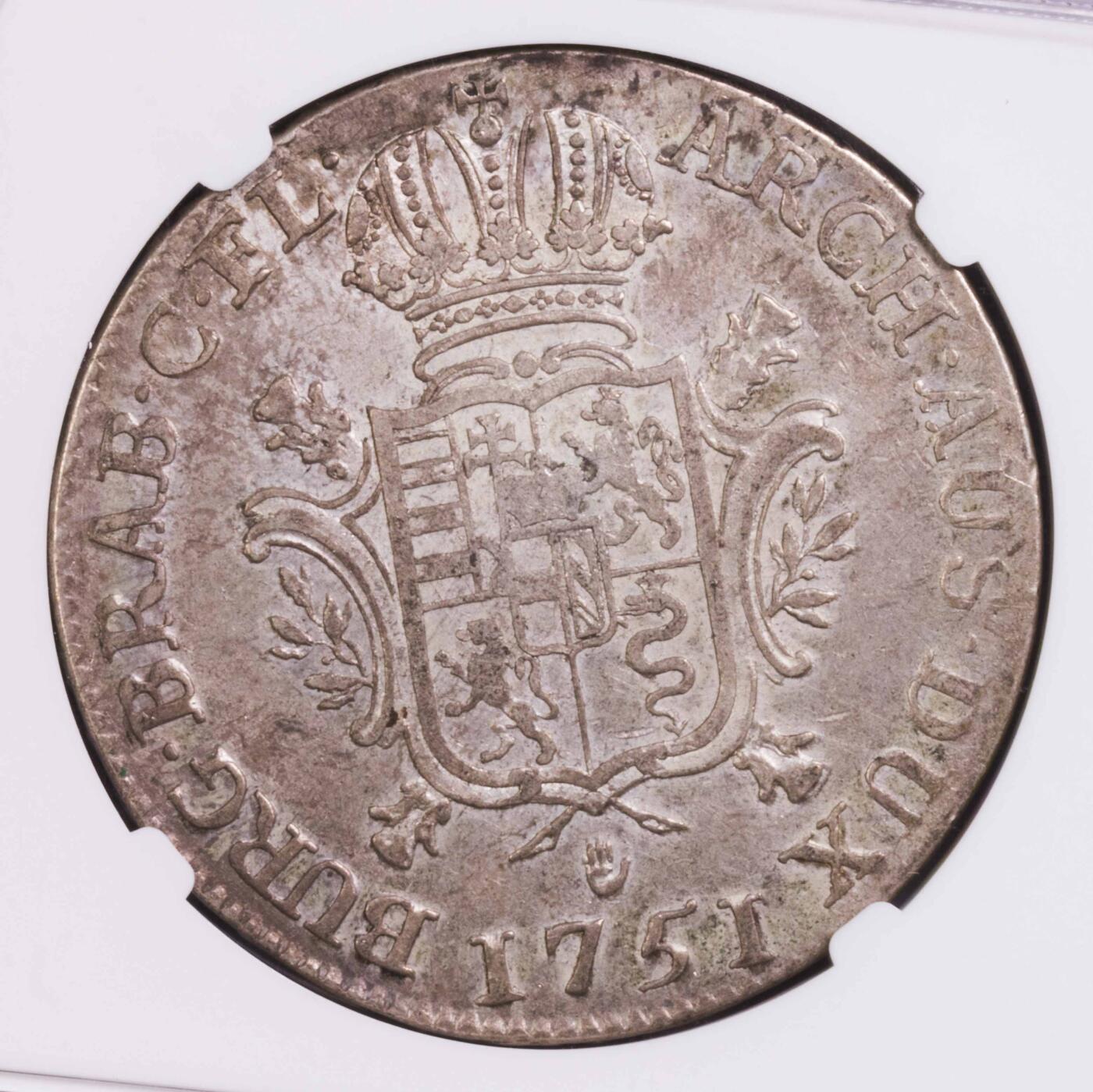 NGC-XF40 1751奥属尼德兰安特卫普奶妈杜卡通大银币