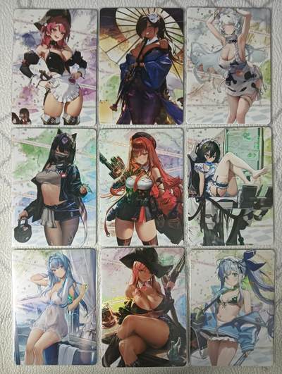 花开卡拍第31期（7月20号周日截拍，品控勿拍!!!拍品不寄存，运费5元，自制卡难免瑕疵，可能存在轻微撞角爆边等出厂瑕疵，品控介意勿拍！） - 姬姬家Nikke胜利女神彩闪妹卡9张