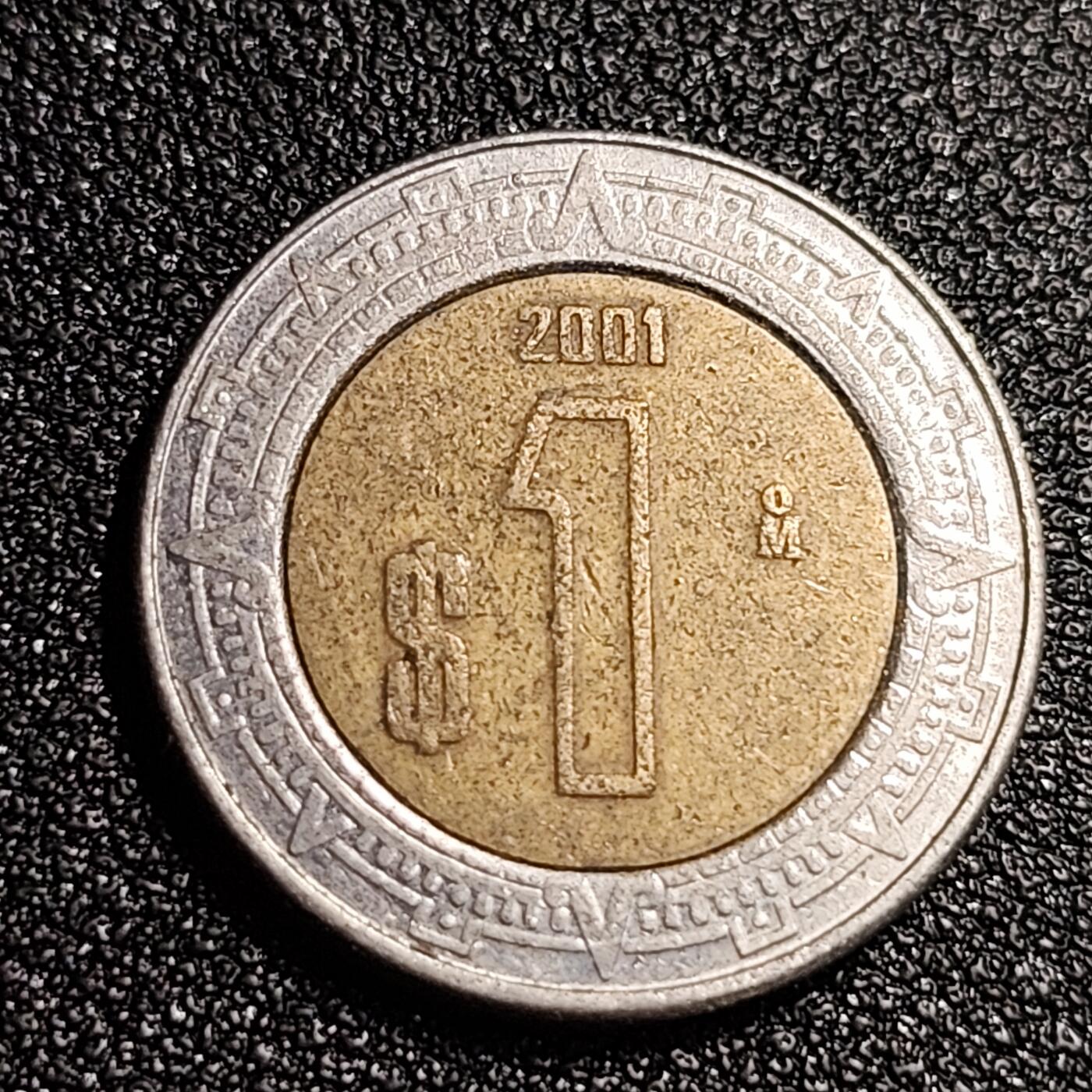 泉币菌-第56场-各国散币场 墨西哥1比索双色币 鹰蛇图案
