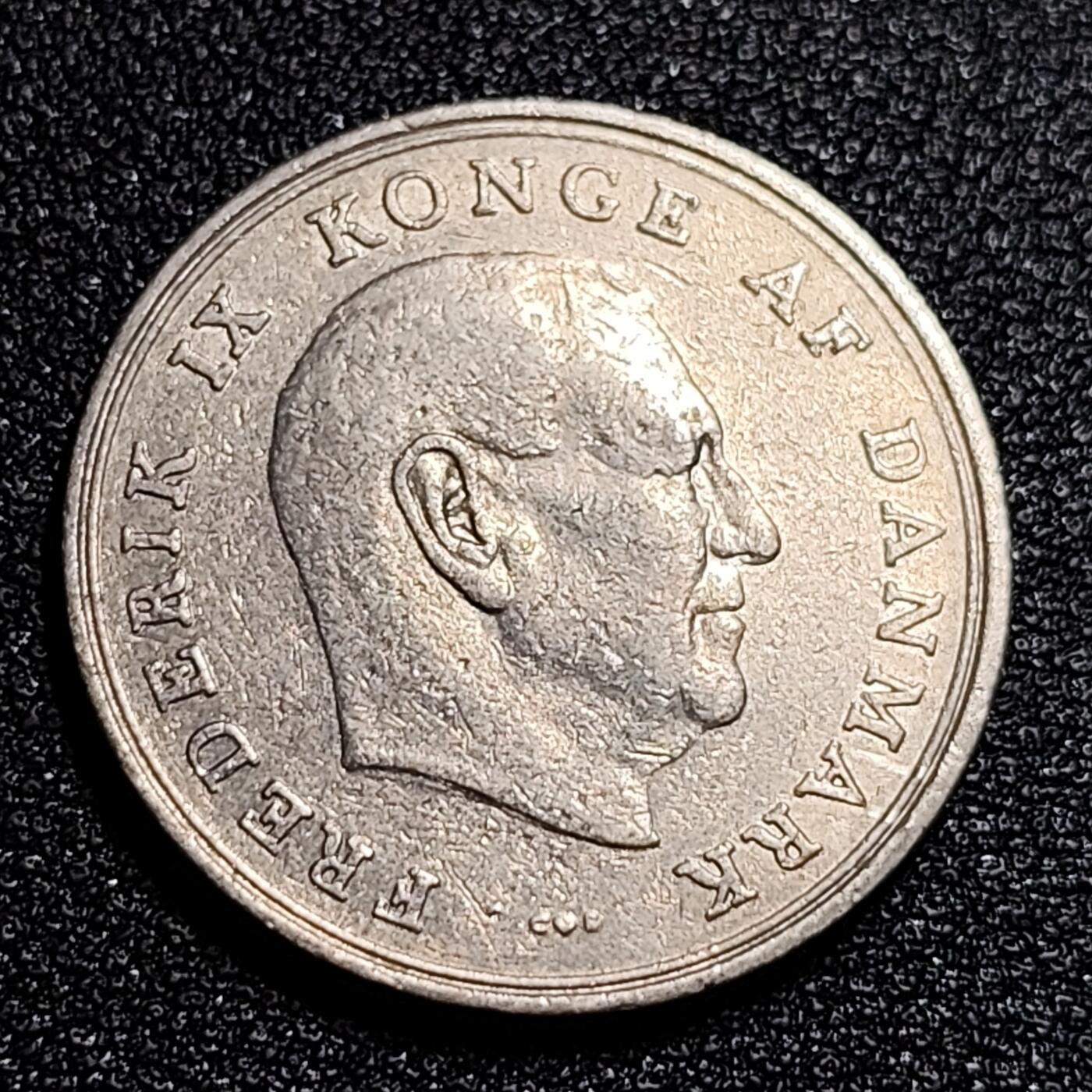 泉币菌-第56场-各国散币场 丹麦1963年1克朗 皇冠 弗雷德里克九世国王 CS版 铜镍币 25.5mm