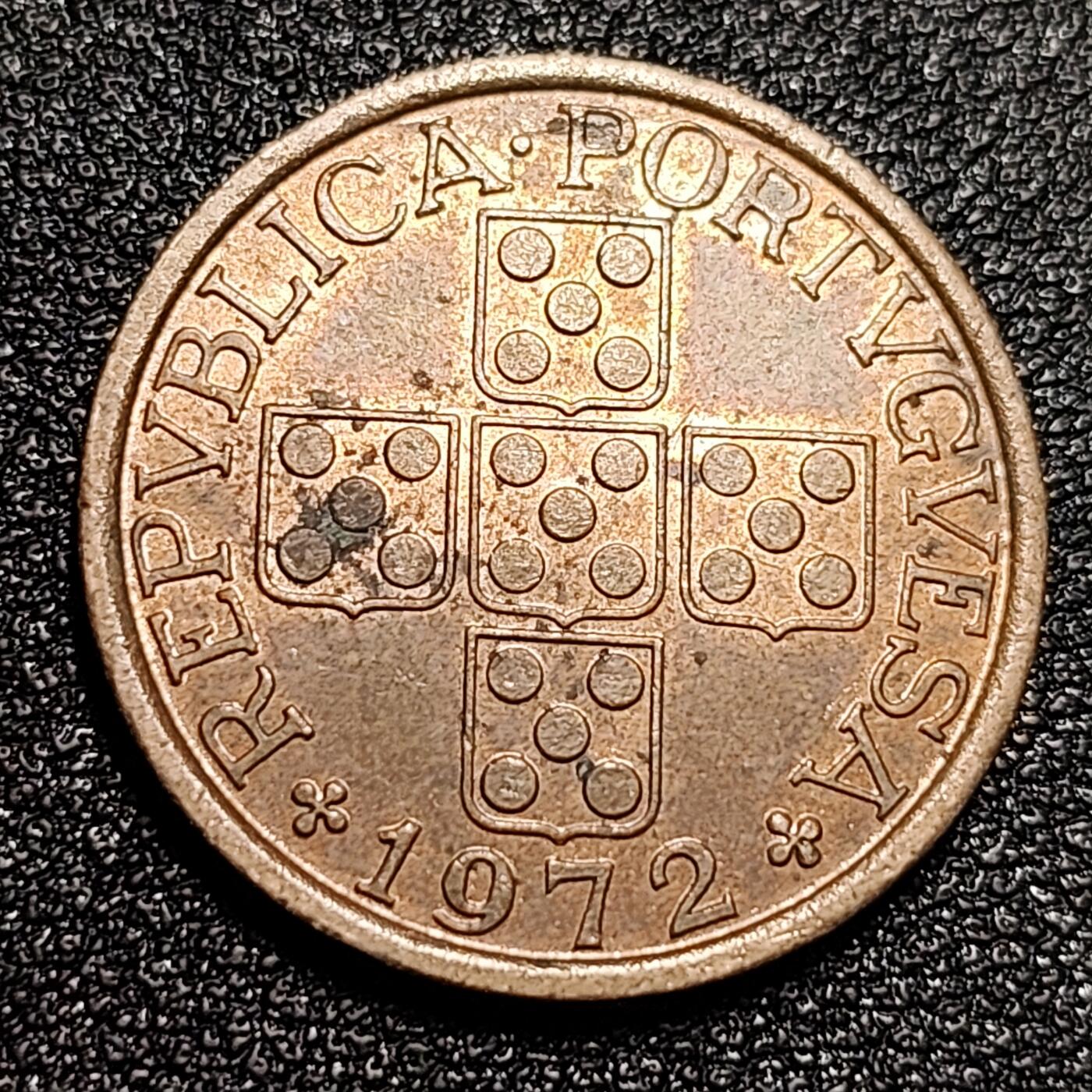 泉币菌-第56场-各国散币场 葡萄牙50分铜币 1972年十字架 22.5mm 