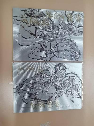 夜之极第二十五期 （7月19日周六晚10点截拍，欢迎竞拍） - 【亲签】齐卡 水浒 张建东 07/99 关羽+马超 线稿粗闪