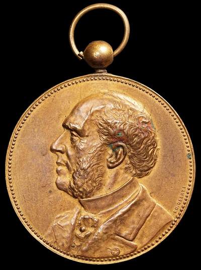 修遠堂世界钱币第七十八期 - 1887年比利时鎏金铜章 50.60mm，59.00g 边一磕