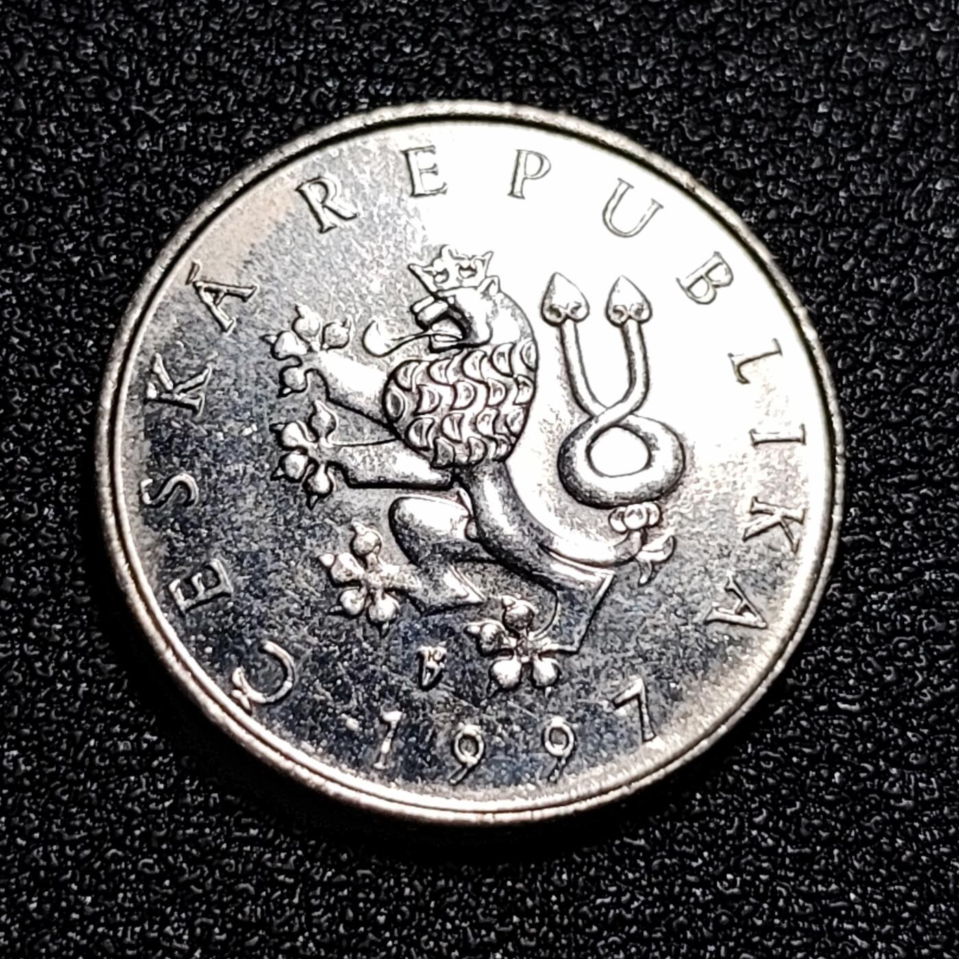 泉币菌-第56场-各国散币场 美品 捷克共和国1克朗硬币 双尾狮