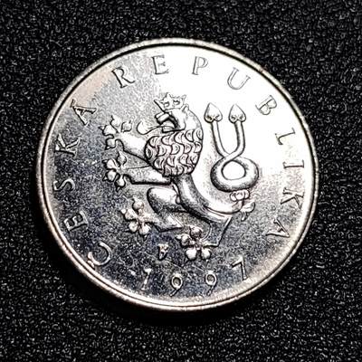 泉币菌-第56场-各国散币场 - 美品 捷克共和国1克朗硬币 双尾狮