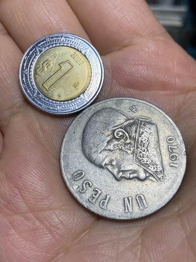 2025年第六十八场(总第九十四场）外国好品散币(免佣金) - 墨西哥🇲🇽2枚：2007年1比索，1970年1比索