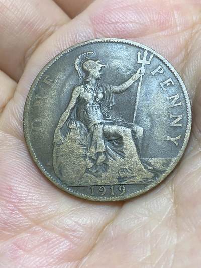 2025年第六十八场(总第九十四场）外国好品散币(免佣金) - 透打–英国🇬🇧1919年1便士(乔治五世第一版)
