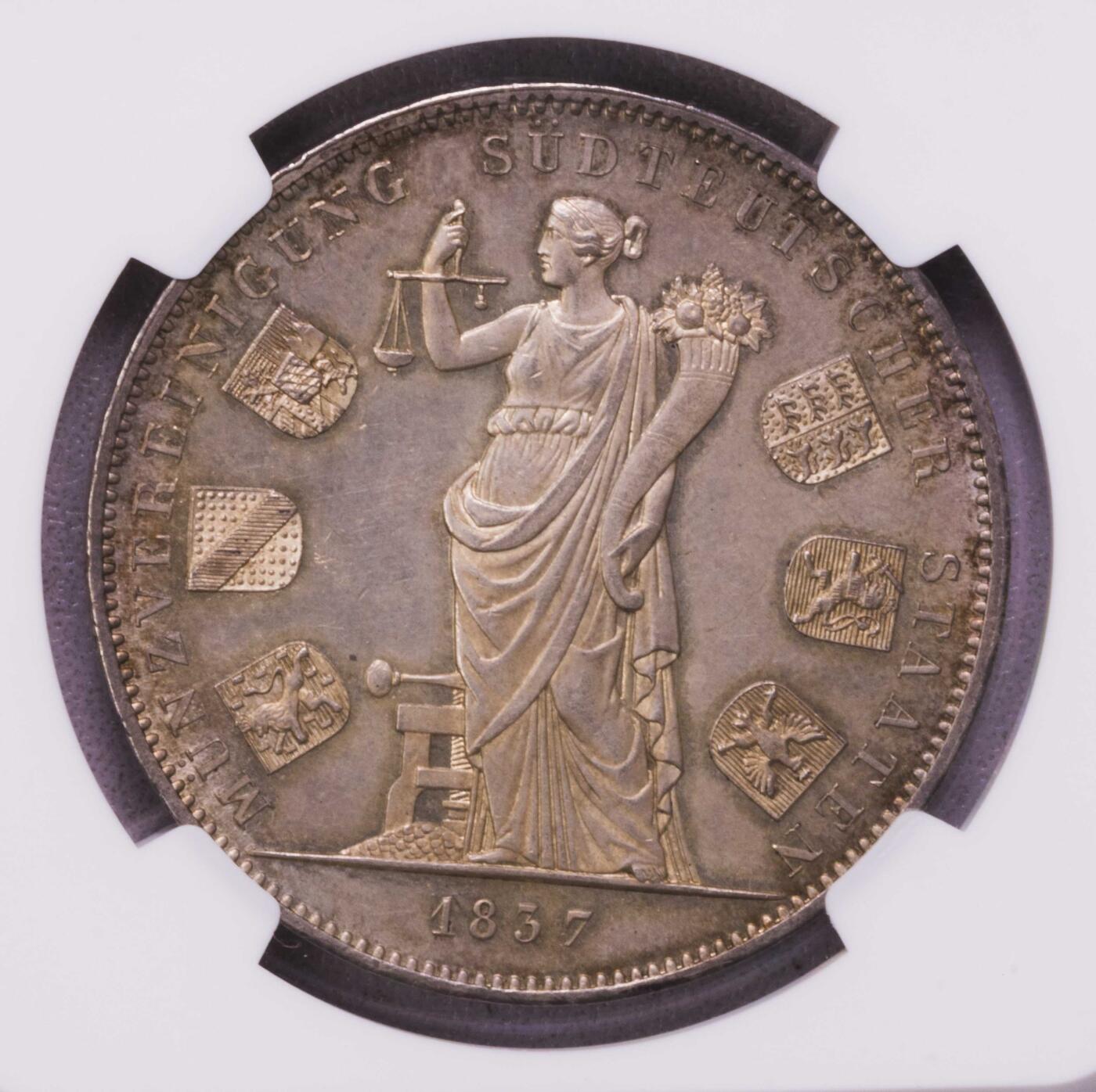 NGC-MS62 1837巴伐利亚货币协议女神2泰勒大银币