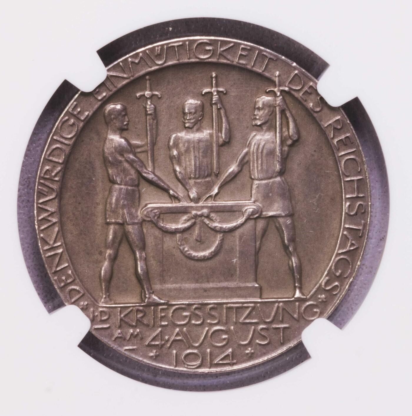 NGC-MS64 1914德国国会开战决议纪念银章 冠军