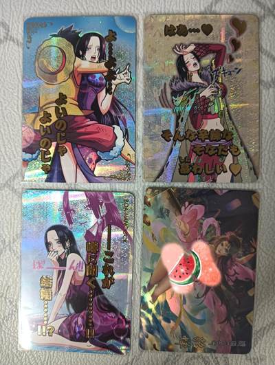花开卡拍第31期（7月20号周日截拍，品控勿拍!!!拍品不寄存，运费5元，自制卡难免瑕疵，可能存在轻微撞角爆边等出厂瑕疵，品控介意勿拍！） - 海贼王卡牌 女帝一套3张 纱布闪 + 貂蝉艺术版 彩闪