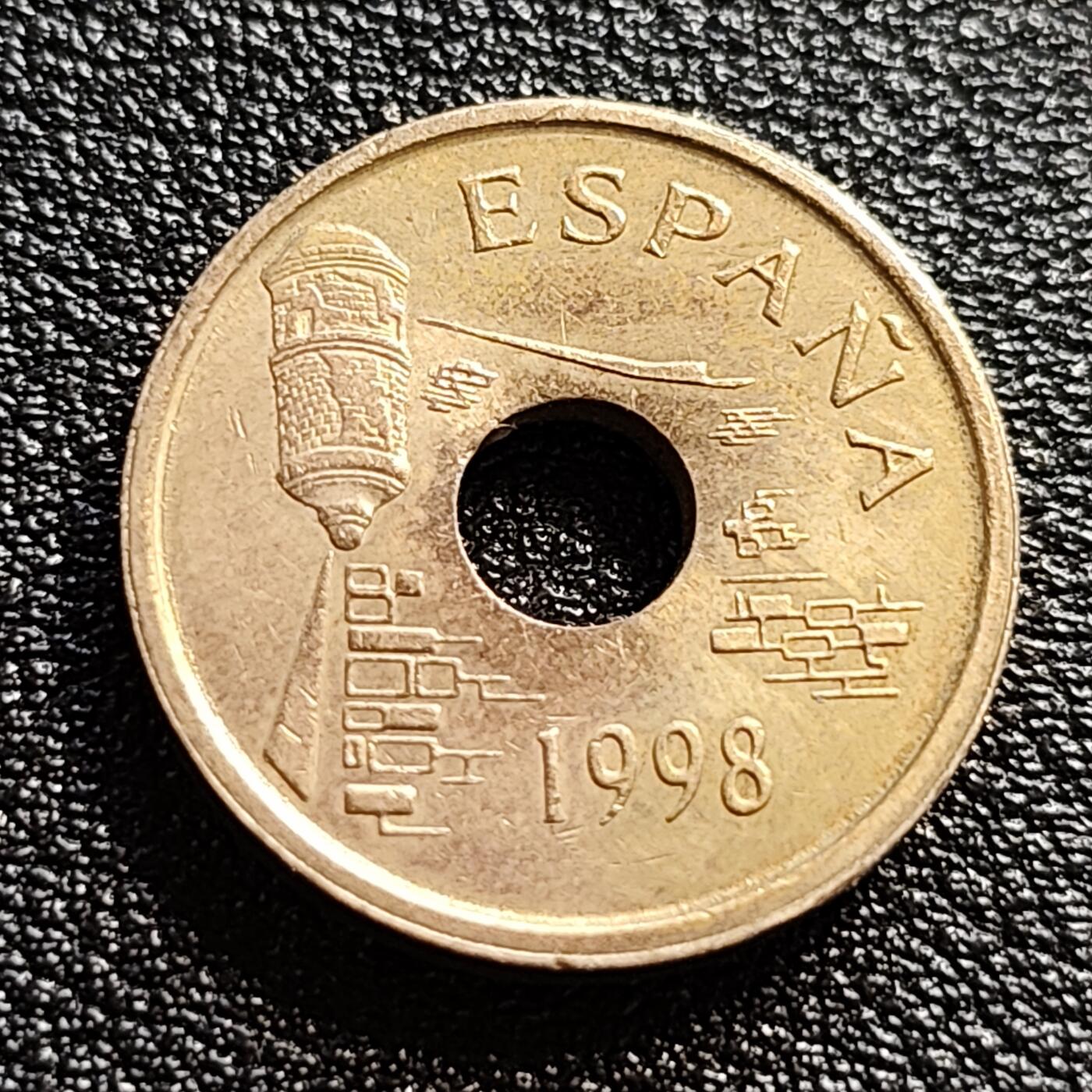 泉币菌-第57场-各国散币场 西班牙1998年25比塞塔 休达自治市 纪念币 铜铝镍币 19.5mm