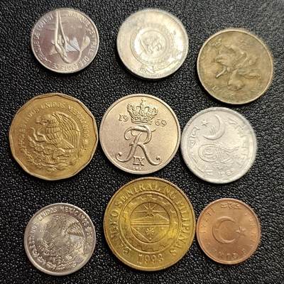 泉币菌-第59场-各国老币铜币场 各国散币 9枚