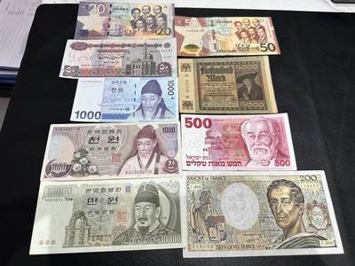 《外钞收藏家》第五百四十九期（本期品种丰富）（本平台长期征集拍品、欢迎藏友们联系合作） - 加纳、韩国、以色列、法郎的几个国家 一起 非全新 品相如图