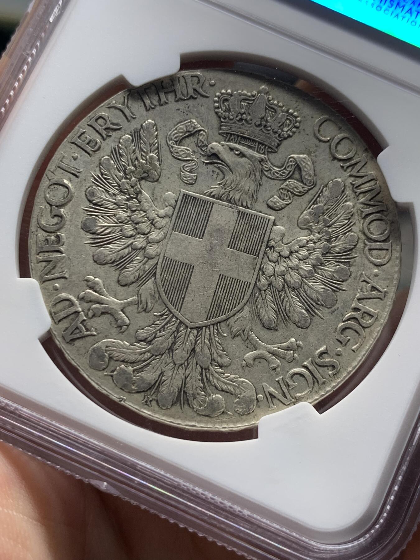《竞宝斋》第403场 周日，周一，2场连拍 （全场包邮） NGC AU53 意属厄立特里亚 1918R 1泰勒银币，北非名誉品种，带光好品，留存不易，出分难得，性价比高。
