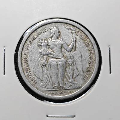 KK钱币收藏小铺 第311期 2月预留时间 周末发货 - 1949法属新喀里多里亚1法郎
