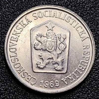 泉币菌-第59场-各国老币铜币场 - 美品 捷克斯洛伐克1969年10赫勒 双尾狮 铝币 社会主义时期 22mm 