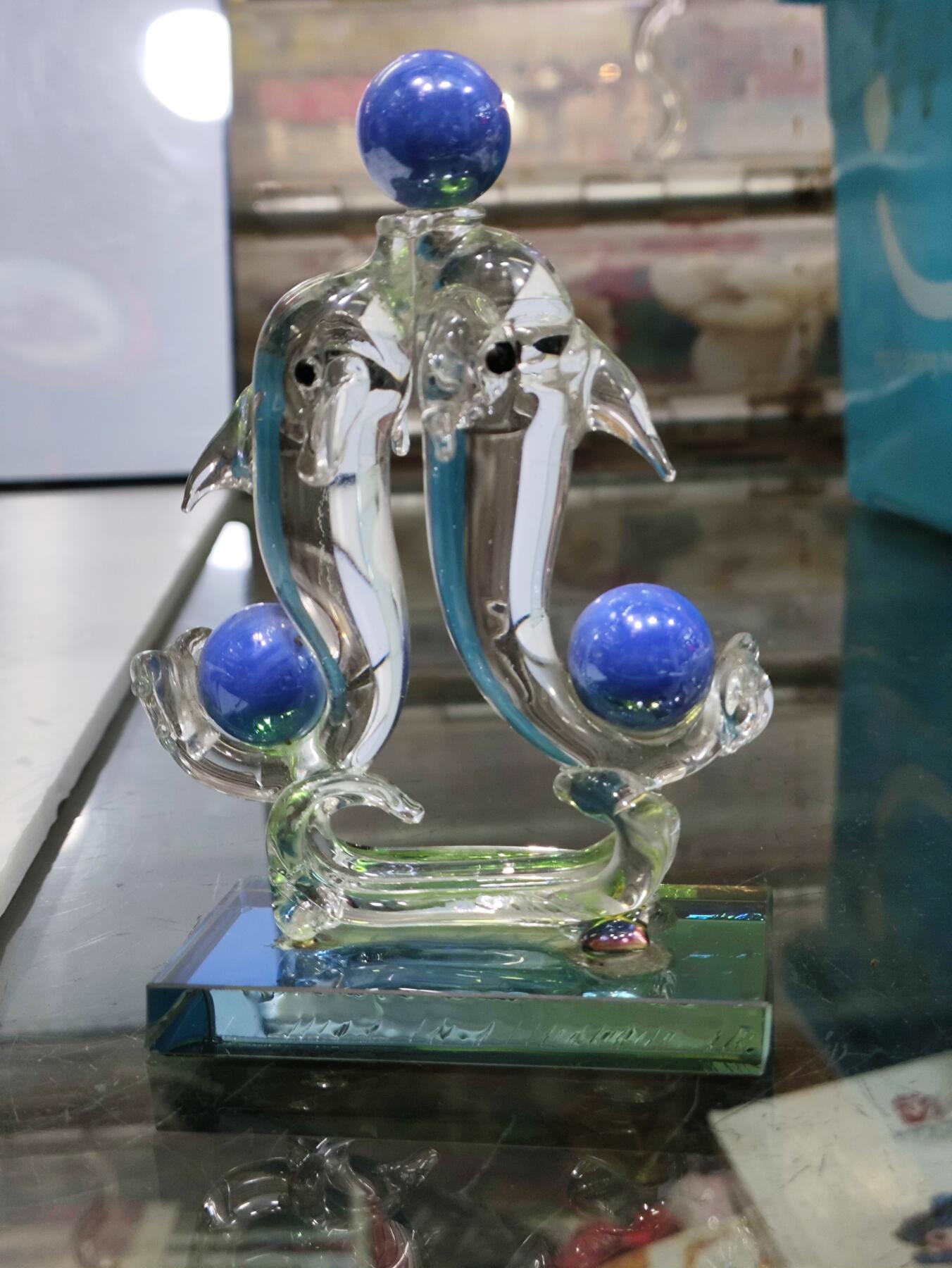 杂七杂八 双海豚玻璃摆件