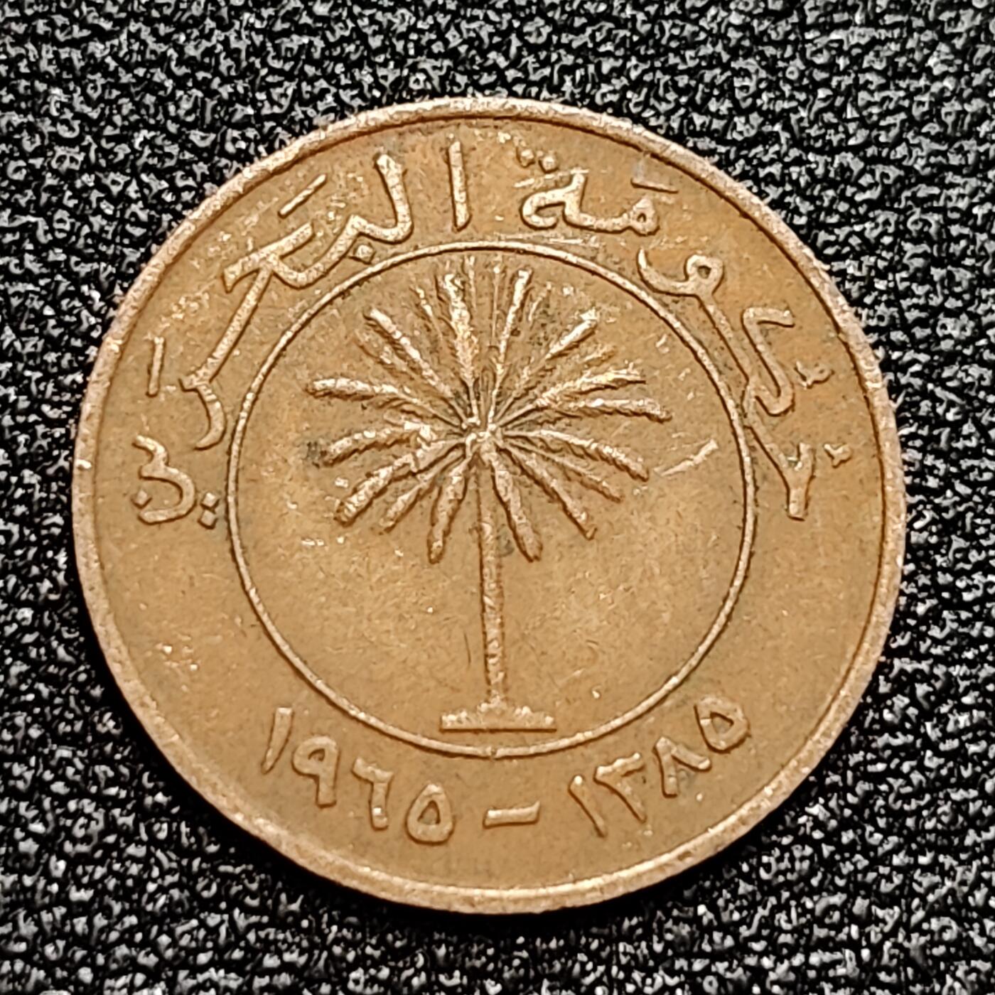 泉币菌-第59场-各国老币铜币场 早期 巴林5费尔铜币 1970年 18mm 椰树