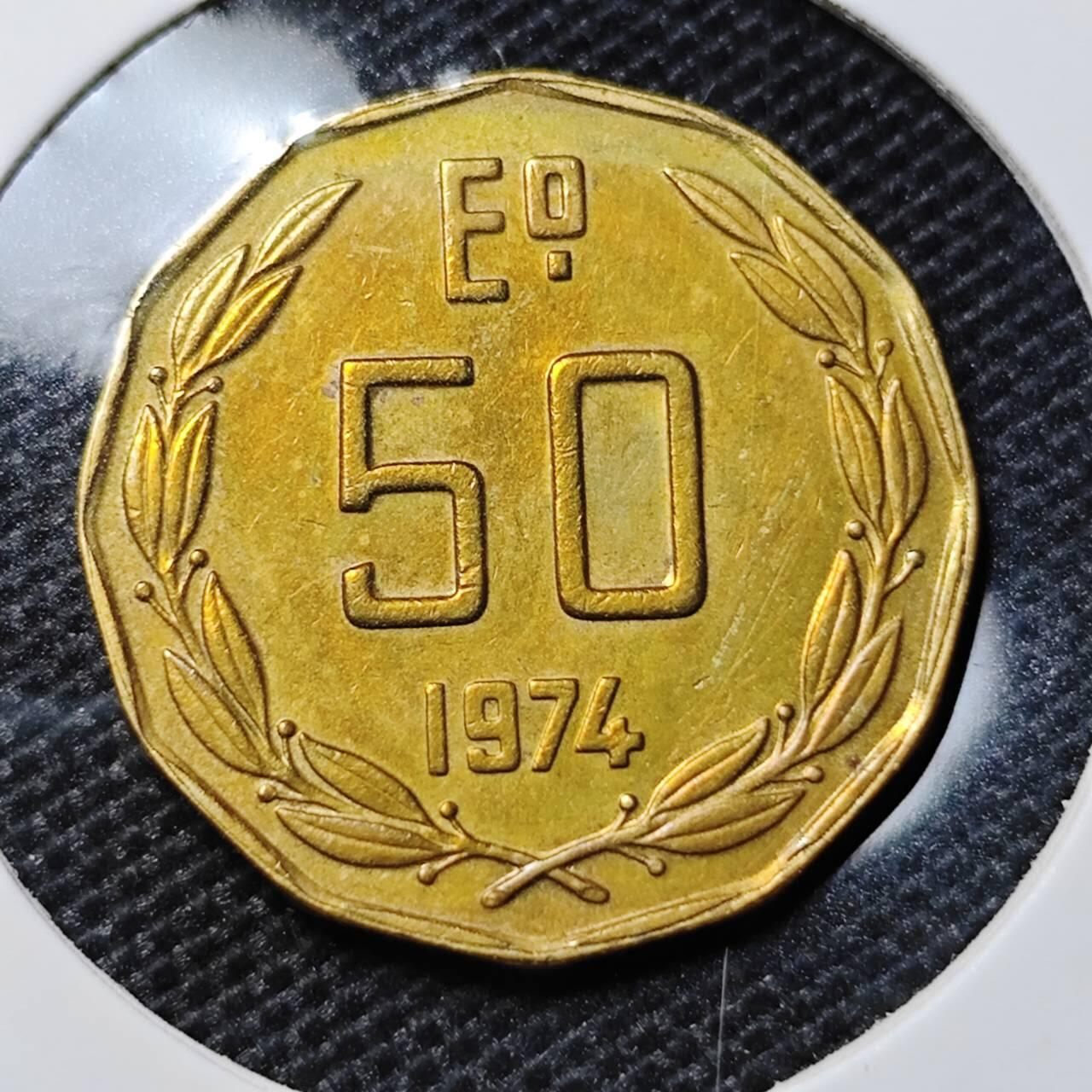 KK钱币收藏小铺 第312期 2月预留时间 周末发货 1974智利50分 少见