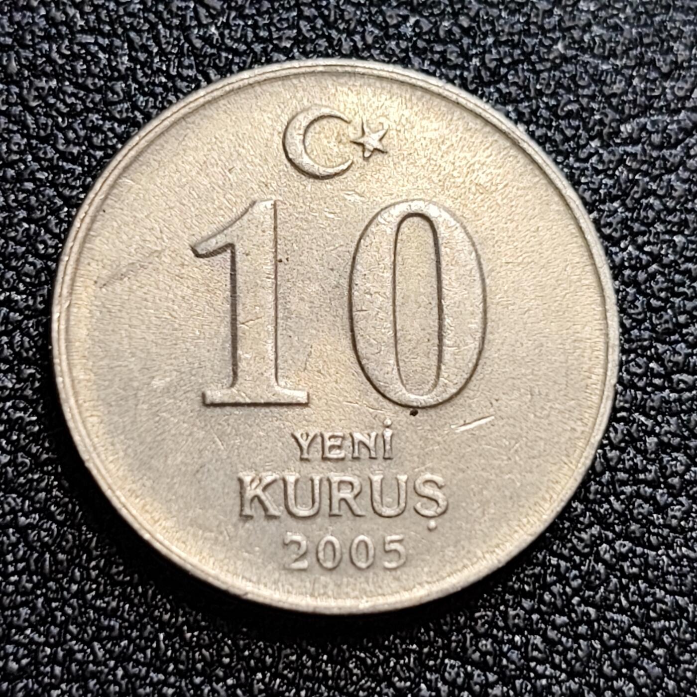 泉币菌-第58场-各国老币铜币场 土耳其2005年10新库鲁 凯末尔总统 铜镍币  19.25mm