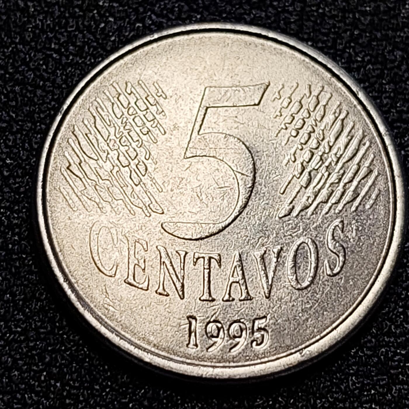 泉币菌-第59场-各国老币铜币场 巴西1995年 5分硬币 巴西女神