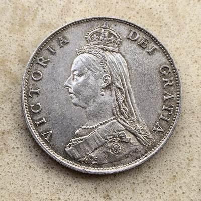 道一币馆币章第一百三十八场 - 英国1887年维多利亚女王高冠1佛罗林银币