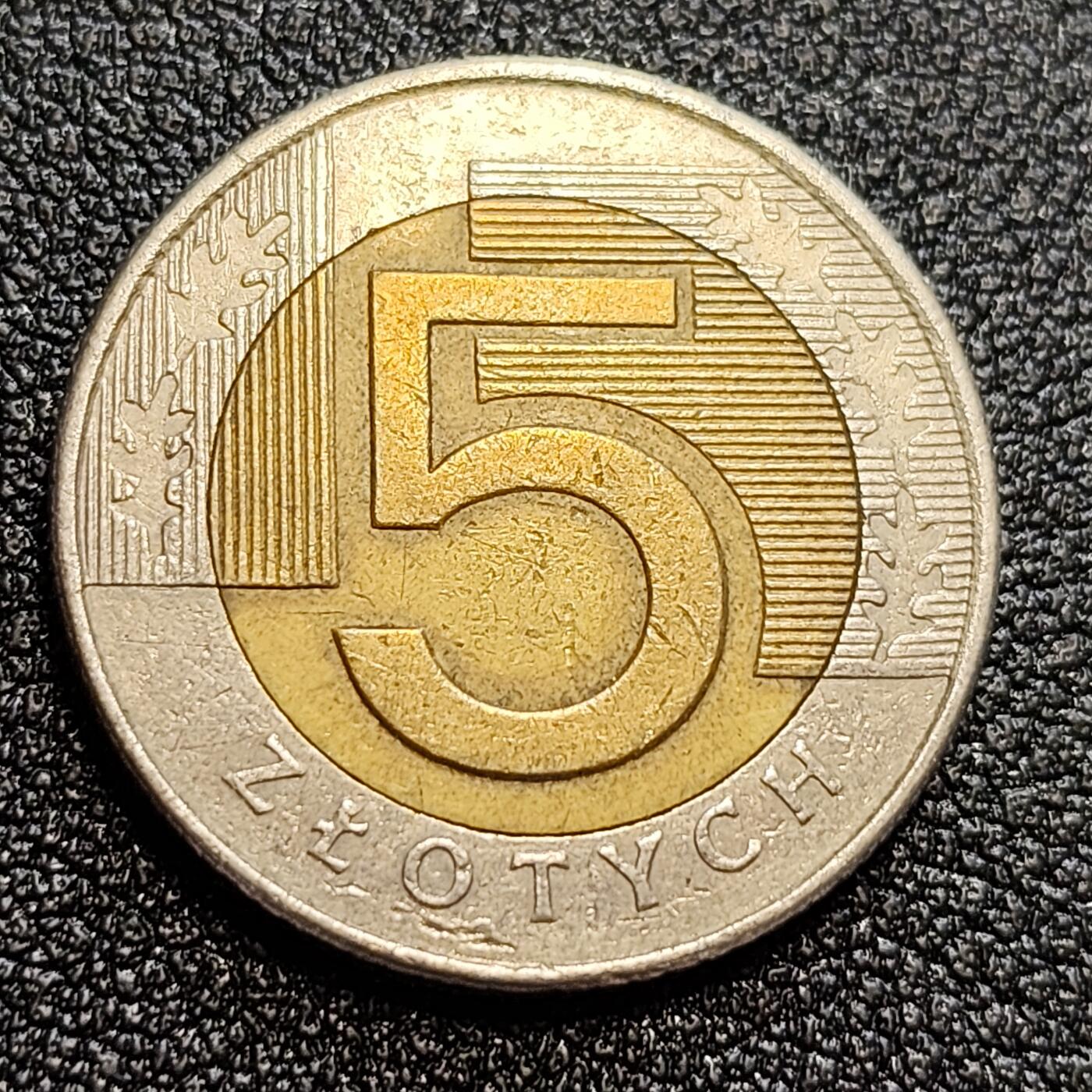泉币菌-第58场-各国老币铜币场 高币值 皇冠鹰 波兰5兹罗提 双色币 24.0毫米 6.5克